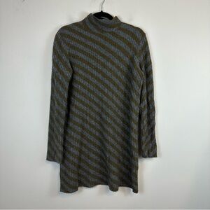 Theory | Diagonal Stripe Mock Neck Knit Sweater Tunic Size Large Wool Blend